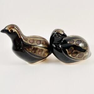 Vintage Chinese Cizhou Kiln Pottery Quail Bird Figurines Pair